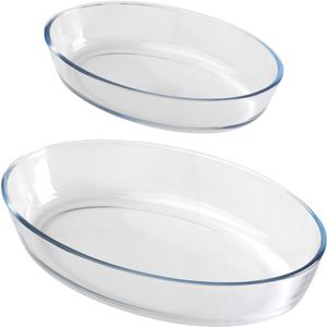 Ovenschaal set 2-delig - ovaal - glas - 0,75 en 3L