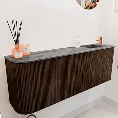 Toiletmeubel Mondiaz Joya Dlux | 111.6 cm | Meubelkleur Walnut | Faye wastafel Sombra Wasbak Rechts | 1 kraangat