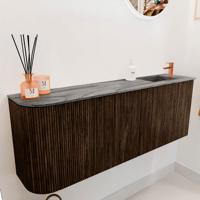Toiletmeubel Mondiaz Joya Dlux | 111.6 cm | Meubelkleur Walnut | Faye wastafel Sombra Wasbak Rechts | 1 kraangat