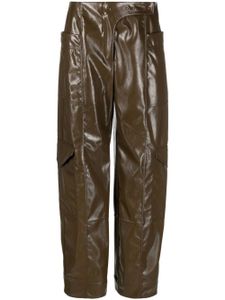 GANNI pantalon en cuir artificiel - Marron