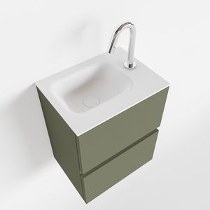 Toiletmeubel Mondiaz Ada | 40 cm | Meubelkleur Army | Lex wastafel Talc Rechts | 1 kraangat