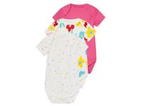 lupilu 3 baby rompers (stippen wit/roze, 74/80)
