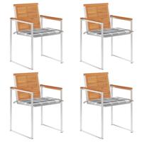 Tuinstoelen 4 st met kussens massief acaciahout