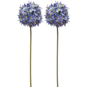 Emerald Allium/Sierui kunstbloem - 2x - losse steel - blauw - 60 cm - Natuurlijke uitstraling - Kunstbloemen