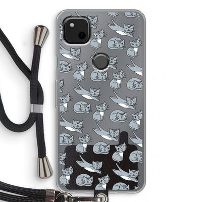 Poezen: Pixel 4a Transparant Hoesje met koord
