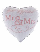Folieballon Huwelijk Mr & Mrs 46cm - thumbnail