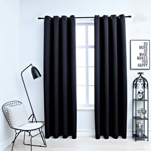 VidaXL Gordijn verduisterend met metalen ringen 2 st 140x245 cm zwart
