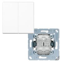 Jung LS990 tiptoetsschakelaar kruis met drukknop creme