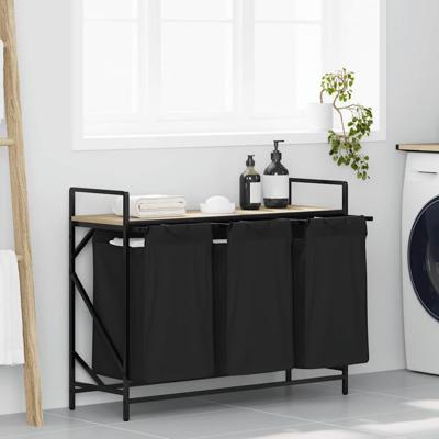 Wasmand 3 vakken met plank sonoma eikenkleurig