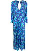 Rixo robe longue en soie à fleurs - Bleu