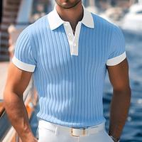 Voor heren POLO Shirt Golfshirt Werk Casual Revers Geribbelde polokraag Korte mouw Basic Modern Kleurenblok Lapwerk nappi Lente zomer Normale pasvorm Wit Roze blauw Groen Grijs POLO Shirt Lightinthebox