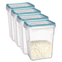 5Five Vershoudbakje met deksel - 4x - kunststof - luchtdicht - 13 x 10 x 18 cm - 1400 ml