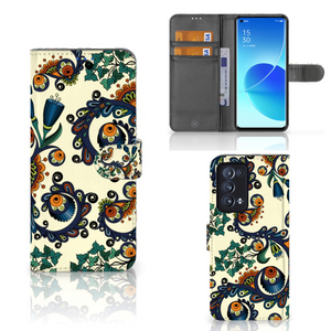 Wallet Case OPPO Reno 6 Pro Plus 5G Barok Flower