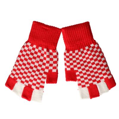 Vingerloze handschoenen - rood/wit geblokt - Branbant thema - verkleed handschoen