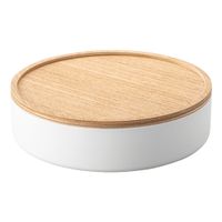 Yamazaki 5801 Opbergdoos Rond Staal, Hout Wit, Hout