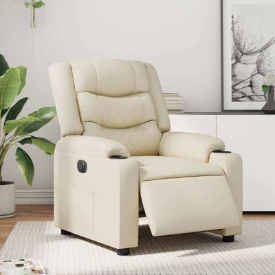 Fauteuil elektrisch verstelbaar kunstleer crèmekleurig