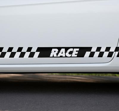 Race geblokte zijstreep autosticker