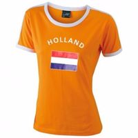 Oranje shirts met vlag van Holland dames - thumbnail