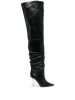 Amina Muaddi cuissardes Olivia en cuir - Noir