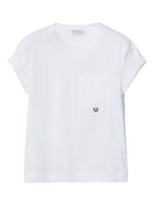 Brunello Cucinelli Kids t-shirt à détail de chaîne - Blanc