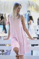 Katoenen roze gestreept nachthemd