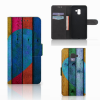 Samsung Galaxy A8 Plus (2018) Book Style Case Wood Heart - Cadeau voor je Vriend - thumbnail