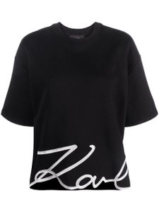 Karl Lagerfeld t-shirt Signature Hem en coton biologique - Noir