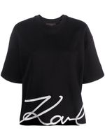 Karl Lagerfeld t-shirt Signature Hem en coton biologique - Noir - thumbnail