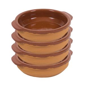 4x Terracotta tapas bakjes/schaaltjes 17 cm - Snack en tapasschalen