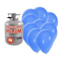 Helium tankje met 50 blauwe ballonnen   - - thumbnail