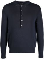 TOM FORD haut Henley en soie - Bleu