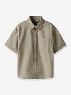 Hemd voor jongens met korte mouwen en kraag NAME IT taupe