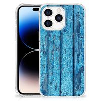 Apple iPhone 14 Pro Max Stevig Telefoonhoesje Wood Blue - thumbnail