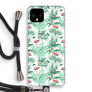 Flamingo bladeren: Pixel 4 Transparant Hoesje met koord