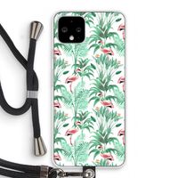 Flamingo bladeren: Pixel 4 Transparant Hoesje met koord