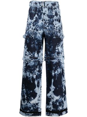 Ferrari jean ceinturé à imprimé tie dye - Bleu