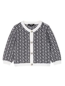 Balmain Kids cardigan en maille à motif monogrammé - Noir