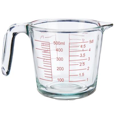 Glazen maatbeker - 500 ml - glas - 10 x 12 x 18 cm - vloeistoffen afmeten - keukenartikel