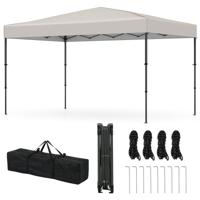 365 x 225 cm Pop-up-paviljoen met Draagbare Draagtas 9 Haringen 4 Windtouwen Opvouwbare Buitenzonwering Paviljoen Beige
