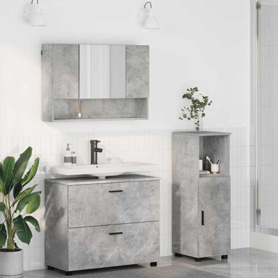 Badkamermeubelset met lade 3 pcs Betongrijs 76,5 x 35 x 64 cm