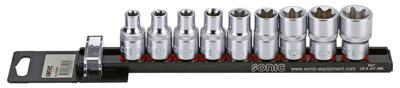 Doppenset 1/2", TX-E 9-dlg. op rail 300902