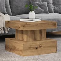 Salontafel met LED-verlichting 50x50x40cm artisanaal eikenkleur