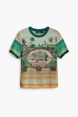 T-shirt met landschapspatroon - GREEN - S