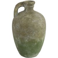 Bloemenvaas Amphore kruik Marvin - grijs/groen - keramiek - D16 x H26 cm