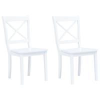 Eetkamerstoelen 2 st massief rubberwood wit