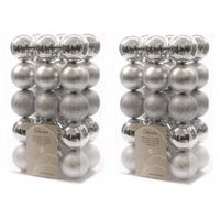 60x Kunststof kerstballen mix zilver 6 cm kerstboom versiering/decoratie   - - thumbnail