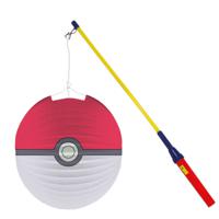 Pokemon lampion - rood - D25 cm - papier - met lampionstokje - 50 cm - thumbnail