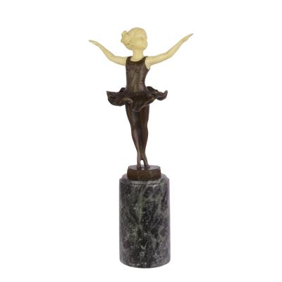 A RESIN MOUNTED BRONZE SCULPTURE OF A BALLERINA