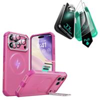 iPhone 17 Pro Bundle Cyber Tough Magnetic Case (Camera Control, Stash Stand) and Armorite Screen Protector - Rosy Pink