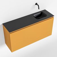 Toiletmeubel Mondiaz Olan | 100 cm | Meubelkleur Ocher | Lex wastafel Urban Rechts | Zonder kraangat